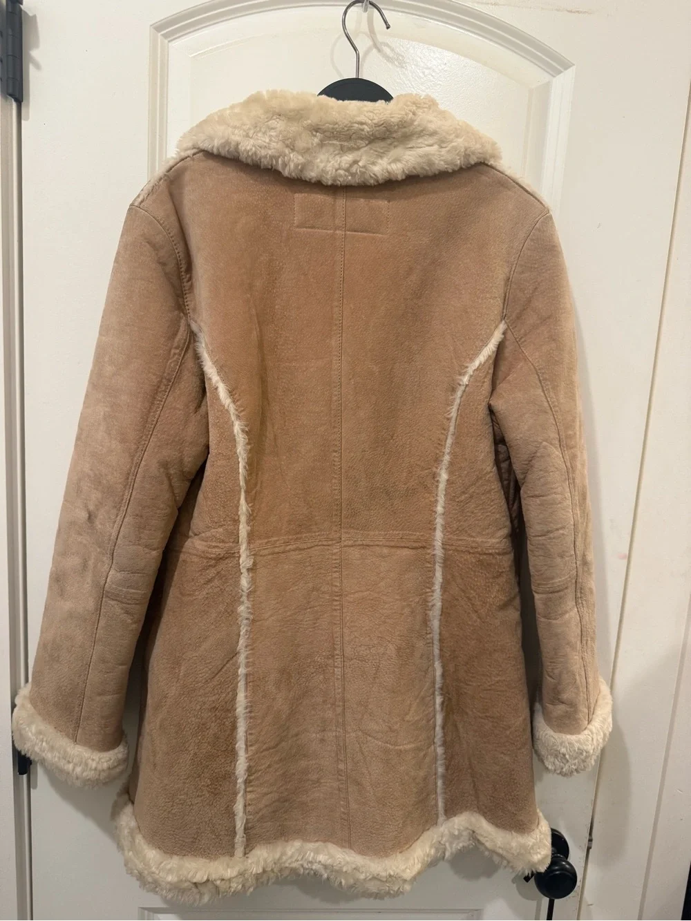 Vintage Steve Madden Genuine Leather Shearling Coat Tan Small